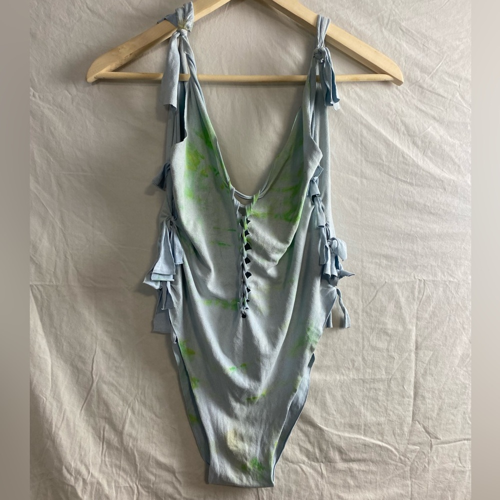 Vegan suede tie swimsuit hippie boho like goa magic one piece